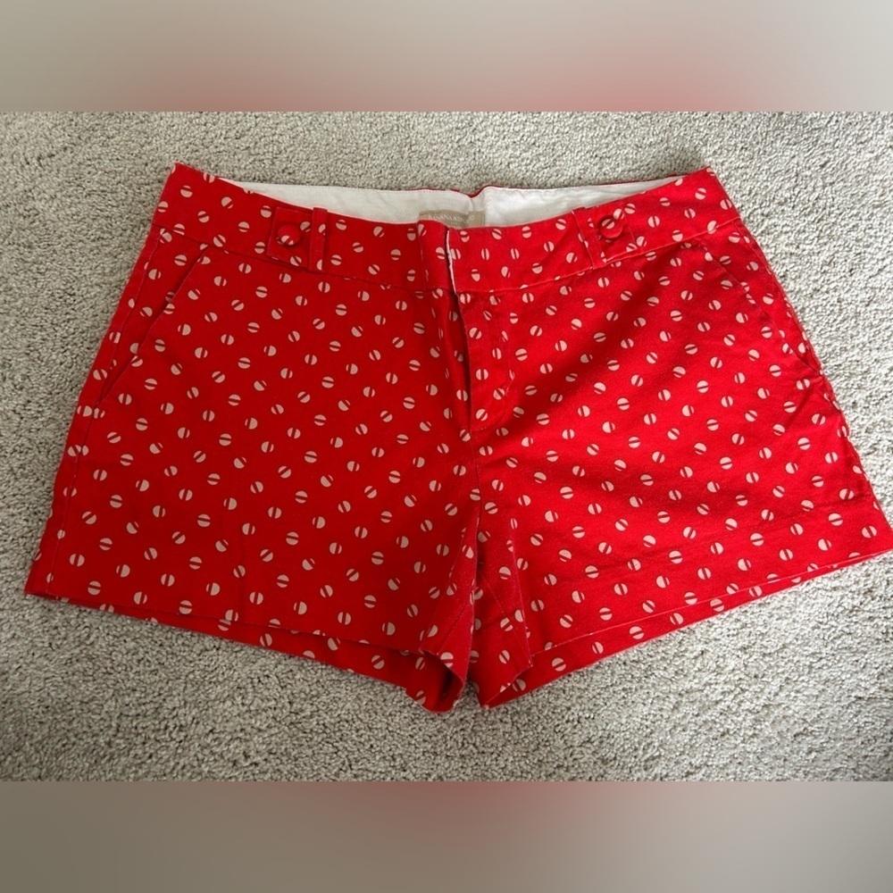 Banana Republic Ryan Fit Red Print Chino Shorts Women’s Size 14 Stretch Cotton